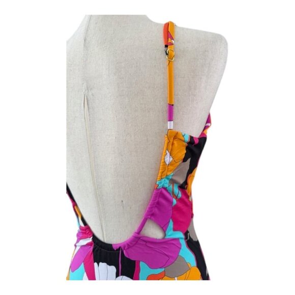 Trina Turk Gemini Plunge Neck Printed One Piece Swimsuit In Multi Color 10 NWT - Picture 12 of 16
